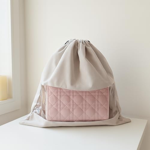 Drawstring Storage Bag, Dust Protection Fabric Organizer, Lightweight Moisture-Resistant Closet Storage Sack (Grey)