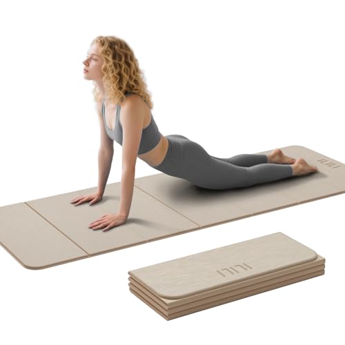 ILILI Foldable Yoga Mat 71 * 24 * 0.3'' - TPE Non-Slip Fitness Mat for Home，Waterproof & Lightweight (2lb) for Home Gym, Pilates & Stretching,Fitness Workouts