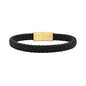 Geoffrey Beene Men's Braided Genuine Leather Bracelet with Stainless Steel Closure - color: Gold