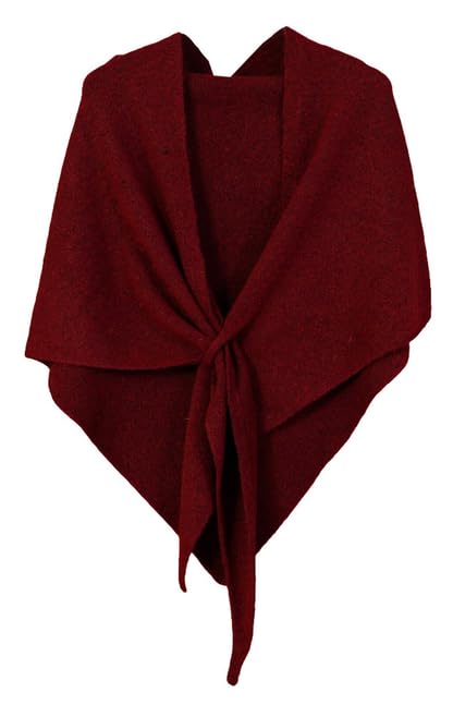 Shawls Wraps Women Triangle Sweater Scarf Warm Wool Blend Pashmina Cape Cold Weather Neck Warmer Winter Fall Accessory - color: Solid-wine-red