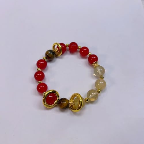 Rose Quartz Bracelet, 8mm Natural Gemstone Love Stone Jewelry Anxiety Relief & Meditation Support Heart Chakra Balance Valentine’s Mother’s Day Gift for Her - color: Incantation scarlet