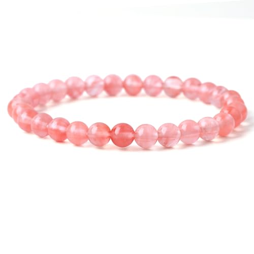 Handmade Stretch Elastic Bracelet Natural Stone Crystal Healing Power Energy Gifts for Reiki Nature's Beauty and Spiritual Essence Unisex 6mm - color: Watermelon Crystal