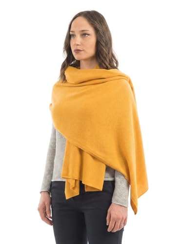 Dalle Piane Cashmere Womens Wool Cashmere Blend Stole Soft Italian Shawl Wrap for Wedding Evening Gift Made in Italy - color: Ocra Yellow
