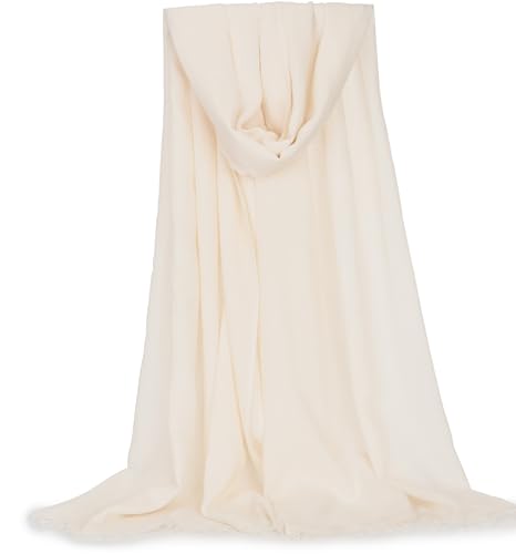 INOGIH Large Long Lightweight Cotton Linen Shawl Wrap for Women - Soft Breathable Four Season Scarf Shawl Beach Gauze 75”×40” - color: Beige White