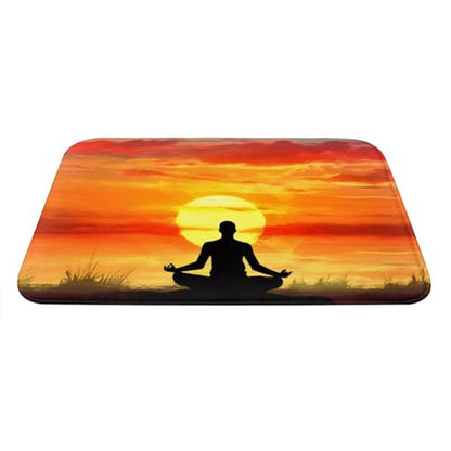 Yoga Meditation Print Flannel Anti-Slip Mat 16x24in Polyester Floor Covering, Full Single-Side Printed - color: Yoga Meditation