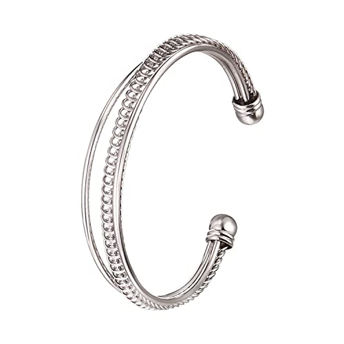 U7 Unisex Simple Cuff Bracelet 18K Real Gold Platinum Plated Fine Bracelets Fashion Jewelry Open Bangle Cuff Bracelets, Twisted or Heart Style - color: G.Elegant Cuff-Platinum