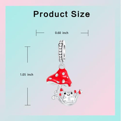 Prayer Cross Elephant Airplane Suitcase Charm 925 Sterling Silver Charms fits for Bracelets Necklace Pendant Bead Charms Jewelry Gift for Women Family - color: Frog Mushroom Charm