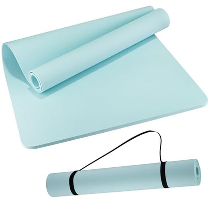 Extra Wide Yoga Mat 72" x 32", 6mm Non Slip TPE Exercise Mat with Carrying Strap, Large Workout Mat for Yoga, Pilates, Stretching, HIIT & Home Gym - color: Mint Green