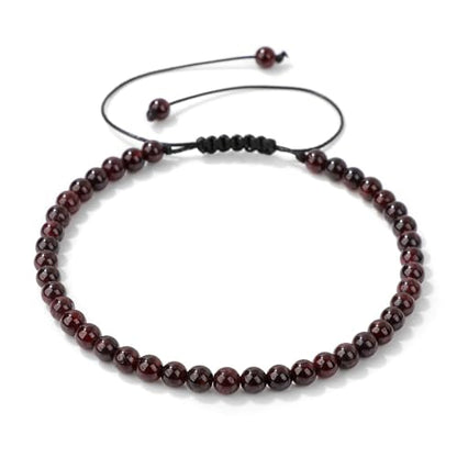 Crystal Bracelet for Women 4mm Adjustable Braided Natural Stone Bracelets Handmade Beaded Bracelets Gemstone Bracelet Healing Crystal Bracelet Crystal Jewelry for Women - style: garnet