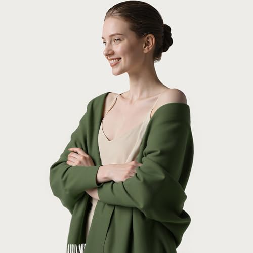 Winter Scarf for Women Pashmina Shawls and Wraps for Evening Dresses Wedding Party Bridesmaid Warm Long Scarves Shawl - color: Green