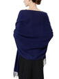 Luxurious Pashmina Feel Scarf & Shawl - Soft Solid Color Wrap for Weddings, Evening Dresses, Gifts - color: . Navy Blue