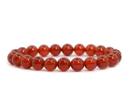 Adabele 1pc Natural Stretch Gemstone Bracelet 8mm (0.31") Bead 7" to 8.5 inch Healing Crystal Energy Quartz Chakra Jewelry Women Unisex Birthday Gift - color: Carnelian, size: 8 inch