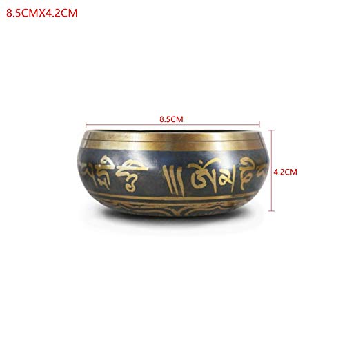 Tibetan Singing Bowl Buddhism Meditation Bell Hand Hammered Buddhist Brass Bowl (8.5CMX4.2CM) - size: 8.5CMX4.2CM