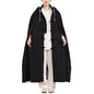 Meditation Hooded Cloak Coat, Winter Double-Layer Plush Prayer Robe Buckle Cape Oversize Poncho Unisex Outfit - color: Black, size: Small