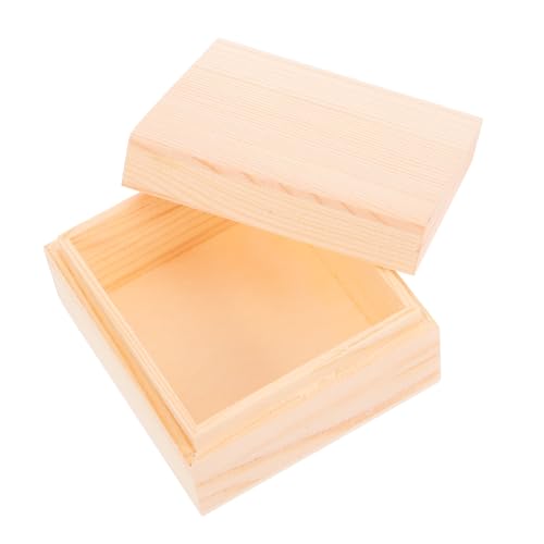 Veemoon Unfinished Wooden Storage Box with Lid Elegant Memory Keepsake Organizer for Home Office Item Storage Multifunctional Wooden Container for Jewelry Trinkets