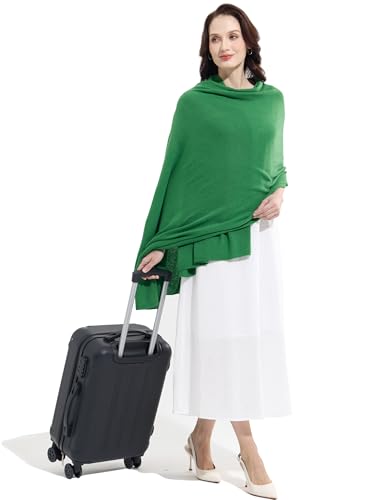 Soft Cashmere Blend Wrap Chic Scarf Stole for Women Wayfarer Travel Extra Large 87"x28" - color: Forest Green