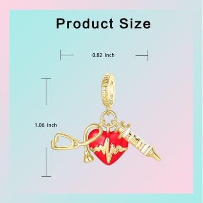 Prayer Cross Elephant Airplane Suitcase Charm 925 Sterling Silver Charms fits for Bracelets Necklace Pendant Bead Charms Jewelry Gift for Women Family - color: Nurse three Suit Charm