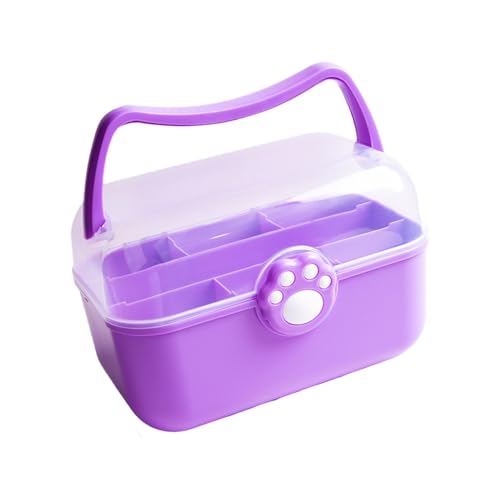 Multipurpose Storage Container Hair Accessories Organizer Lockable Cute with Handle Art Craft Organizer for Headband Earrings, Violet