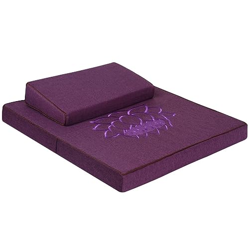 BRAGUE Meditation Cushion Folding Coconut Silk Meditation Meditation Cushion Thickened Yoga Cushion Pillow Cushion Kneeling Buddha Futon Meditation Accessories(Purple,70 * 70cm)