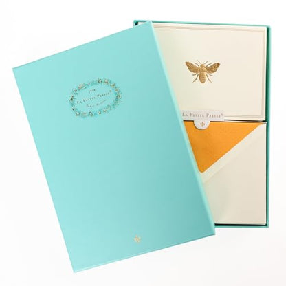 Graphique Bee Designer Cards Luxe Collection, Gold Foil Embossed Stationery Boxed Set, 10 Blank Cards with 11 Envelopes, All Occasion Greetings, 5.25" x 3.8" - color: Bee