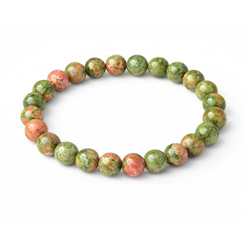 The Alchemist's Arcanum Adjustable Beaded Wrist Accessory for Men and Women, Stretch Fit Stone Bead Jewelry for Daily Wear and Gifting - color: Unakite