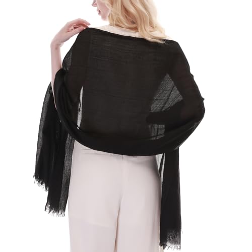 RIIQIICHY Scarf for Women Lightweight Solid Color Long Fashion Gauze Scarves Shawl Wrap - color: Black
