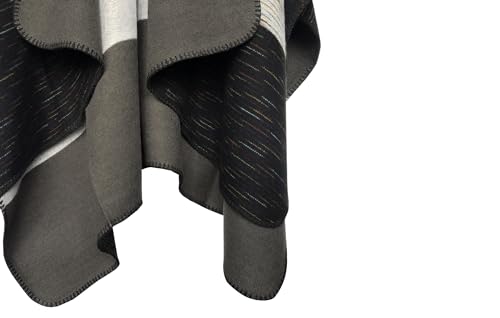 Urban CoCo Women's Color Block Shawl Wrap Open Front Poncho Cape - color: Series 13-black