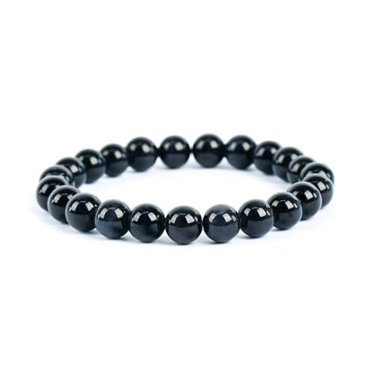 Natural Energy Healing Stone Charm Bracelet 8mm Natural Energy Healing Lava Rock Bracelet - Unisex - color: ZLY-Black Cat Eyes