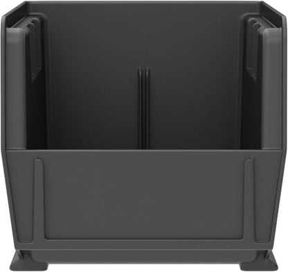 Akro-Mils 30230 AkroBins Plastic Storage Bins, Space-Saving Stackable Bins for Garage, Pantry, Craft Organization, 11" x 5" x 5", Black, 12-Pack - color: Black