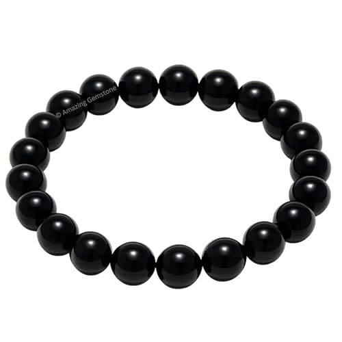Amazing Gemstone Crystal Bracelet for Women Men's Gifts - Protection Healing Crystal Bracelet - 8mm Gemstone Beaded Stretchable Bracelet Pulseras Para Hombres Mujer Stocking Stuffers Mothers Day Gift (Black Obsidian) - color: Black Obsidian