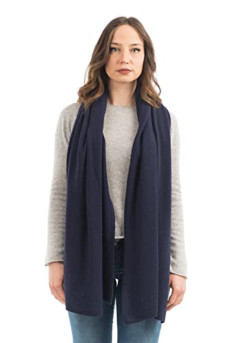Dalle Piane Cashmere Womens Wool Cashmere Blend Stole Soft Italian Shawl Wrap for Wedding Evening Gift Made in Italy - color: Blue