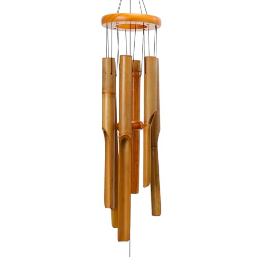 Afirst Bamboo Wind Chimes, 38" Wooden Windchimes for Outdoor Valentine's Day Gift Handcrafted Memorial Sympathy Gift for Garden, Patio, Home or Outdoor Decor - size: 38" Plain
