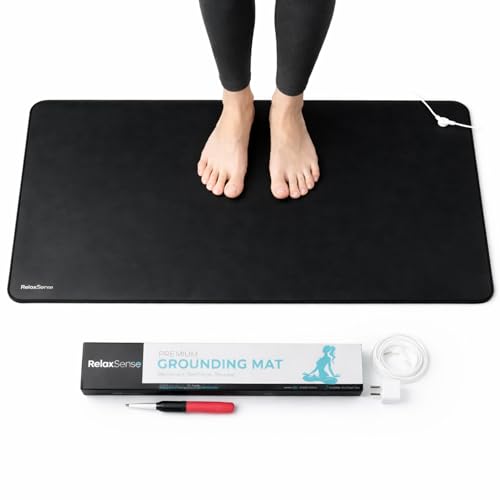 Grounding Mat for Feet, Desk & Bed (16" x 29") - Foldable Earthing Mat with 5 Ft Cord & Tester Pen, Lightweight Grounding Pad for Sleep, Yoga, Meditation & Stress Relief
