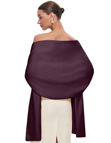 PULI Women's Pashmina Shawl Wraps for Evening Dress Large Scarf Blanket Long Wedding Bridal Winter Warm Shoulder Wrap - color: Burgundy