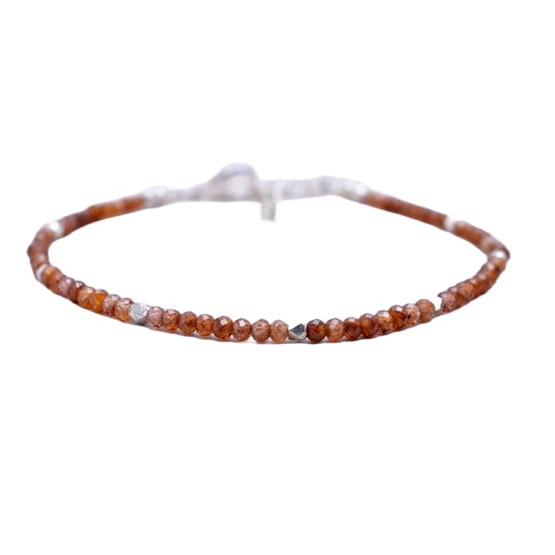 Brown Zircon Bracelet Rondelle Faceted 7inch Sterling Silver Stacking Beaded Bracelet, Simple Layering, Dainty Gemstone Bracelet, Fine Jewelry, Minimalist,