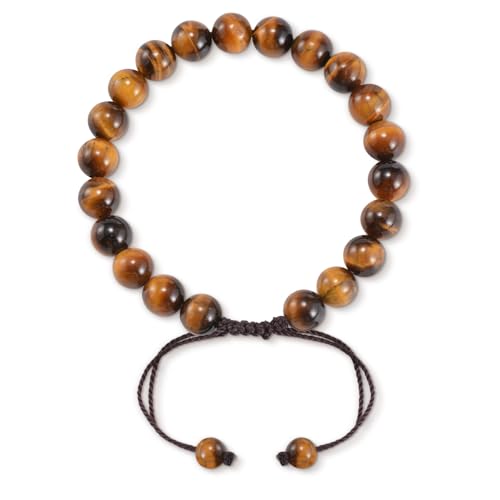 Tigers Eye Bracelets for Men Women Stretch Adjustable Bracelet Natural Tiger Eye Beaded Gemstone Bracelet Handmade Polishing for Spiritual Healing Meditation Yoga - color: Color-7, size: Adjustable Size