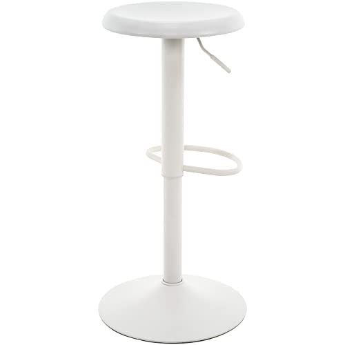 Adjustable Bar Stool, Swivel Round Metal Airlift Barstool, Backless Counter Height Bar Chair for Kitchen Dining Room Pub Cafe, 1 pc (White) - color: White, size: 1 pc