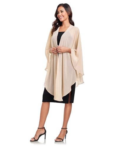 TONGFANTFL Shawls Wraps for Evening Wedding Party Chiffon Scarf Soft Bridal Wraps Wedding Guest Shawl Coverage - color: Champagne