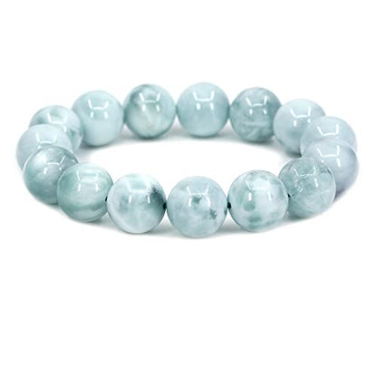 Keleny Natural Gem Semi Precious Gemstones 14mm Round Beads Crystal Stretch Bracelets 7 Inch Unisex - color: 14mm Green Angelite