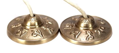 Tibetan Manjeera Tingsha Meditation Bell, Chime Bells, Cymbals, Buddhist Meditation, Yoga Bell Chimes small, auspicious symbol (Manjeera-05) - size: Manjeera-05