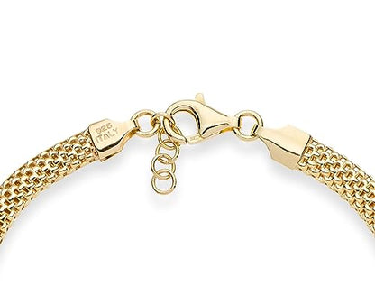 Miabella 18K Gold Plated 925 Sterling Silver Italian 5mm Mesh Link Chain Bracelet for Women, Made in Italy - style: Length 6.5 Inches + 0.5 Ext. (X-Small)