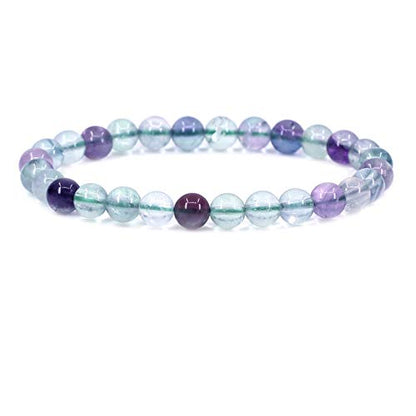 Keleny Semi Precious Crystal 6mm Round Beads Rock Yoga Stretch Bracelet 7 Inch Unisex Unisex - color: Clear,Green