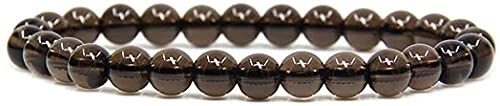 Natural Gemstone 6mm Round Beads Stretch Bracelet 7 Inch - color: Smoky Quartz