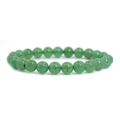 Justinstones Gem Semi Precious Gemstone 8mm Round Beads Stretch Bracelet 7 Inch Unisex - color: Green Aventurine