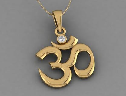 Sterling Silver 925 Om pendant Yoga Meditation Spiritual Necklace Charm Jewelry - color: Gold Plated