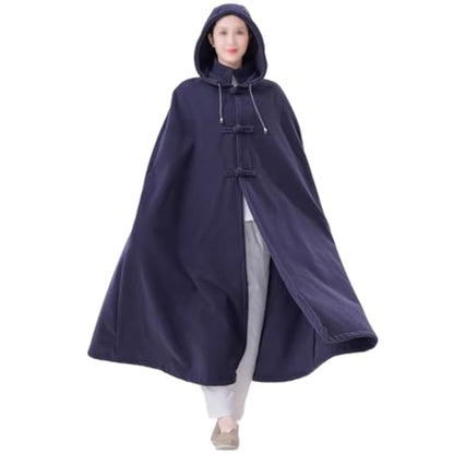 Meditation Buddhist Hooded Cloak Zen Robe Men Women Soft Warm Fleece Hooded Cape for Yoga Lounge Wear Holiday - color: Blue, size: X-Large
