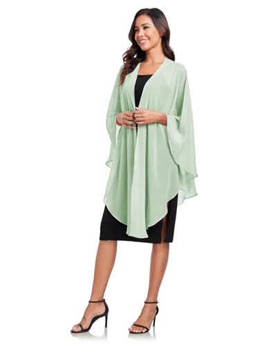 TONGFANTFL Shawls Wraps for Evening Wedding Party Chiffon Scarf Soft Bridal Wraps Wedding Guest Shawl Coverage - color: Sage Green