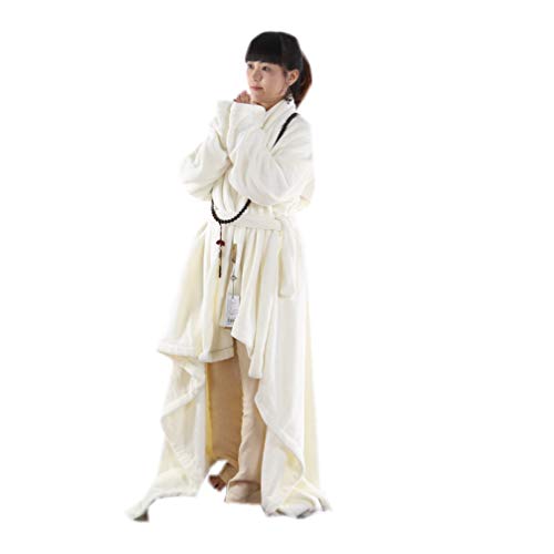 ZanYing Unisex Thickened Warm Flannel Meditation Cloak Yoga Shawls - color: White, size: Large