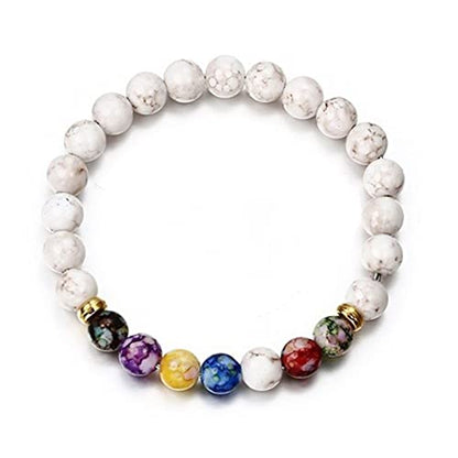 Healing Crystals Bracelet Handmade Natural Gemstones Beads Elastic Natural Stone Yoga Beads Bracelet Heart-Shaped, Modern Artisanal Beaded Unisex 7.6 inches Turquoise - color: White