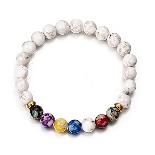Healing Crystals Bracelet Handmade Natural Gemstones Beads Elastic Natural Stone Yoga Beads Bracelet Heart-Shaped, Modern Artisanal Beaded Unisex 7.6 inches Turquoise - color: White
